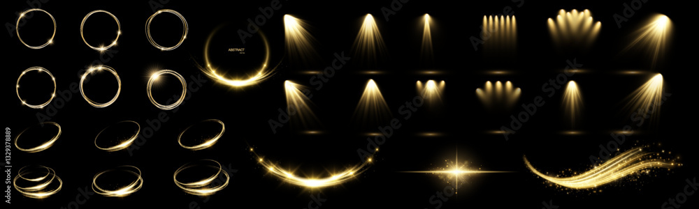 Canvas Prints glowing golden spiral. the effect of high-speed abstract lines. rotating shiny rings. glowing circul