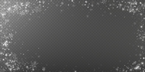 Glow effect. Vector illustration. Christmas dust flash. Snow is falling. Snowflakes.