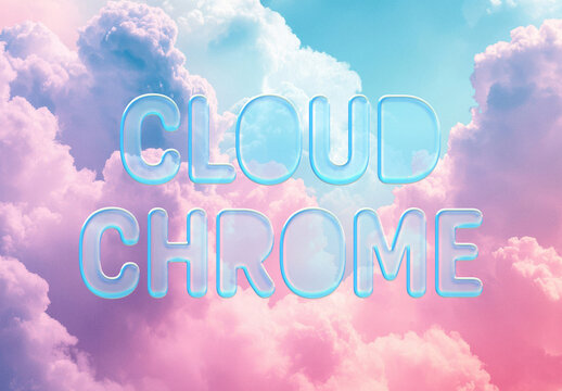 Cloud Chrome Effect Mockup
