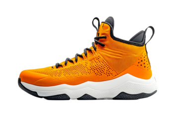 Orange Athletic Shoe Isolated, Sports Footwear, cut out transparent