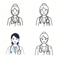 set of icons for doctors vectors abstract illustrations