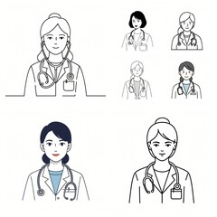 set of icons for doctors vectors abstract illustrations