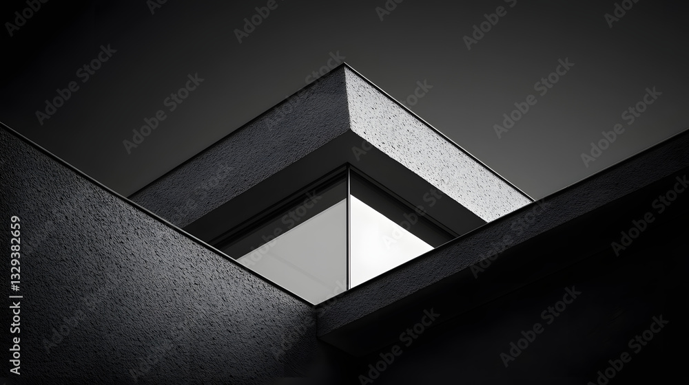 Poster contemporary building featuring a window framed by artistic lines and geometric shapes creating a ca