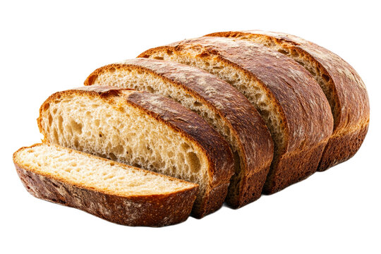 Freshly sliced artisanal bread on transparent background