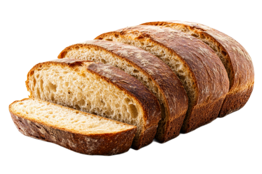 Freshly sliced artisanal bread on transparent background
