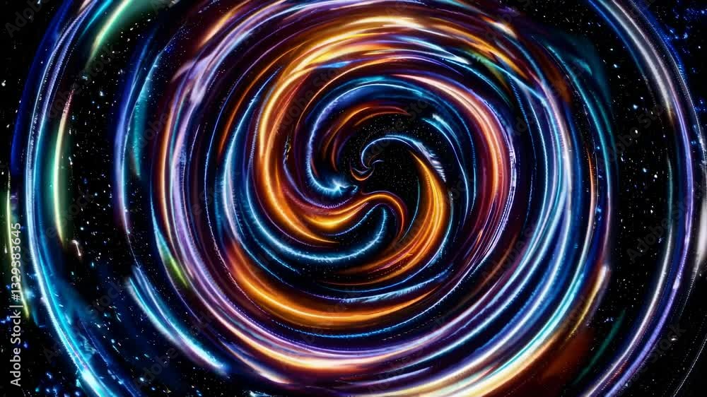 Aufkleber cosmic vortex swirls. multicolor energy spiral creates mesmerizing motion. seamless loop digital ani