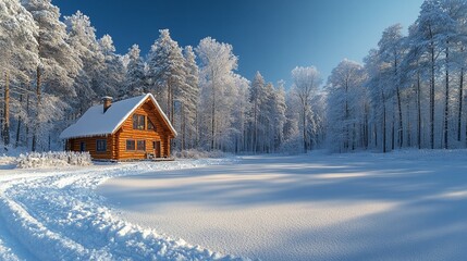 Obraz premium House in a Snowy Forest 