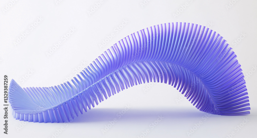 Aufkleber abstract 3d render of a wavelike structure composed of numerous thin purple and blue rectangular ele