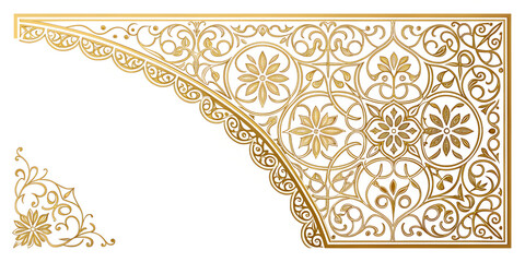 Gold Ornamental Frame, Isolated on Transparent Background