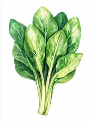 Fresh spinach leaves showing healthy green color on white background
