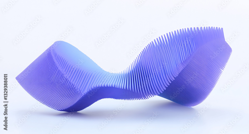 Poster abstract 3d render of a flowing purple wavelike structure with layered texture and gradient color