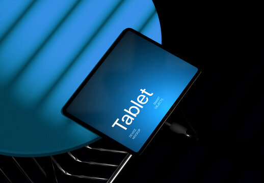 Tablet On The Table Mockup