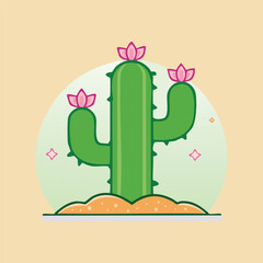 Blooming cactus in desert setting