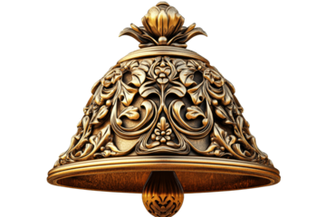 Ornate brass bell with intricate floral design