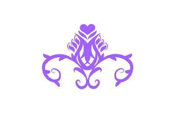 Purple logo with ornament design, abstract floral background, Card design, abstract floral element