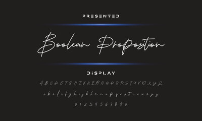 Hand drawn calligraphic vector monoline font. Distress signature letters. Modern script calligraphy type. ABC typography latin signature alphabet.