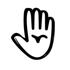 Rising Hand minimal icon outline, Silhouette Counting or Vote Hand, Five or surrender, Isolated on White, Silhouette Counting or Vote Hand, Four, Isolated on White
