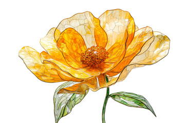 Bright yellow flower with stained glass effects