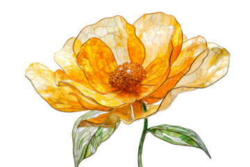 Bright yellow flower with stained glass effects