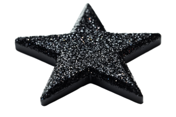 Shimmering black star with sparkling glitter detail