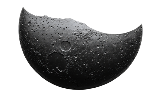 Detailed depiction of a crescent moon surface