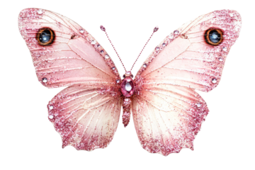 Beautiful pink butterfly with sparkling details