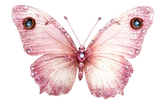 Beautiful pink butterfly with sparkling details