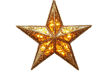 Golden star decoration with sparkling glitter finish