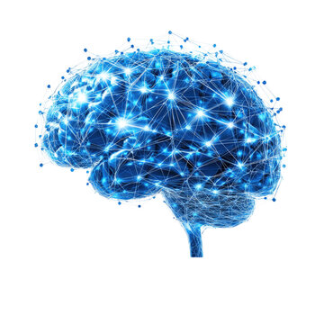 Brain representation with glowing connections showcasing neural activity and intelligence cutout png