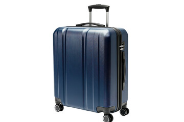 A Sleek Navy Blue Carry-on Suitcase, Ready For Your Next Adventure, Its Textured Surface Hinting At Journeys Untold, Against A Clean Isolated on Transparent Background