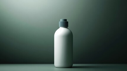 This image showcases a sleek white bottle against a soft green background, embodying minimalism and tranquility, perfect for branding products in beauty or wellness.