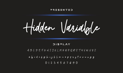 Hand drawn calligraphic vector monoline font. Distress signature letters. Modern script calligraphy type. ABC typography latin signature alphabet.