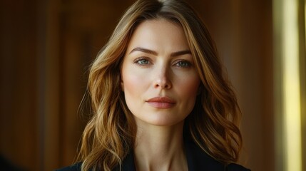 Confident Woman with Natural Beauty and Subtle Makeup in Portrait