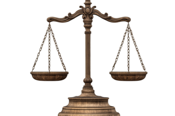 Symbol of justice with classic balance scales displayed