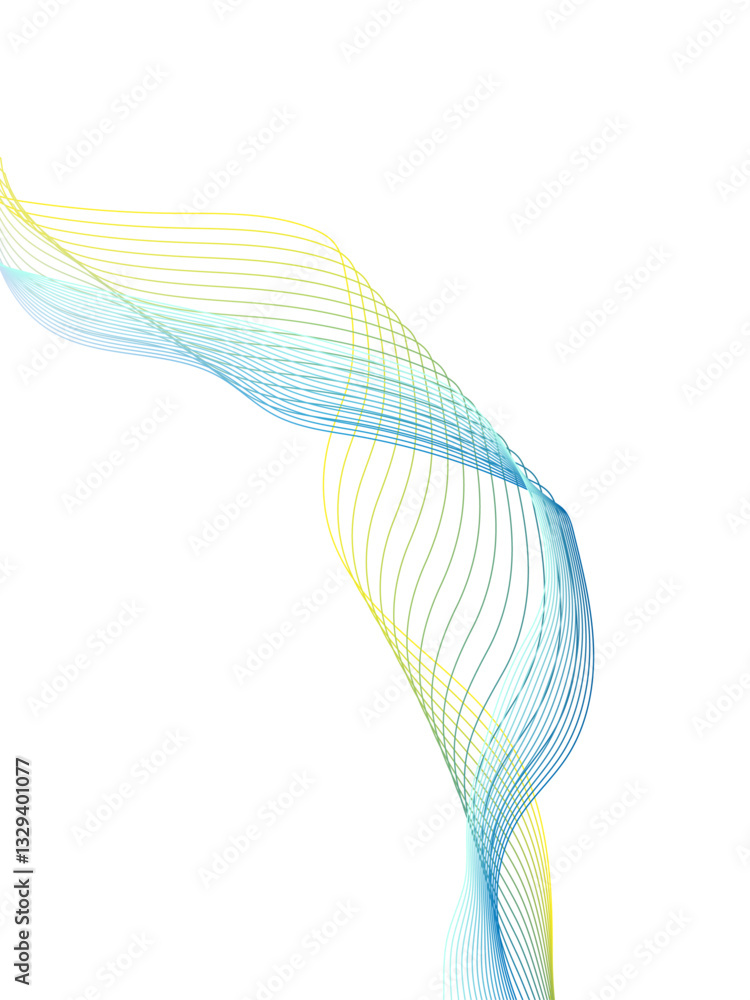 Poster abstract colorful blue; curve and wave lines on transparent background. futuristic technology and dy
