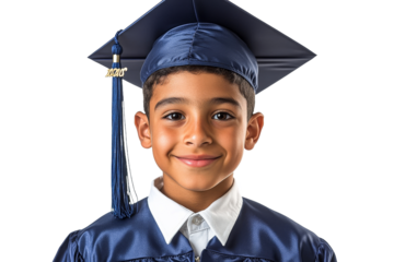 Boy in graduation attire with cap and gown