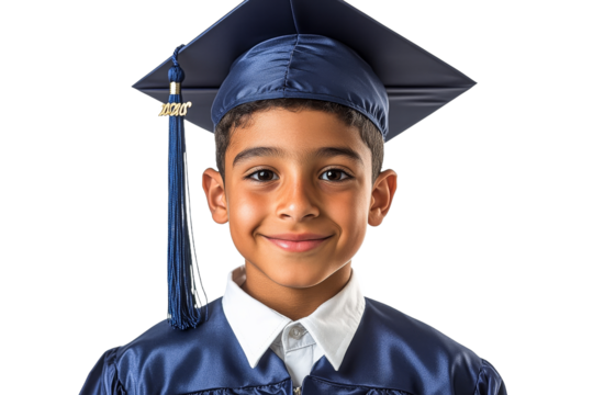 Boy in graduation attire with cap and gown