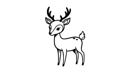 Cute Cartoon Fawn Against White Background