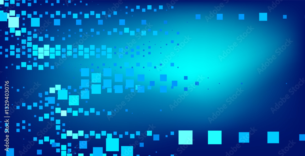 Leinwandbilder digital abstract background featuring a pattern of blue and turquoise squares of varying sizes, scat
