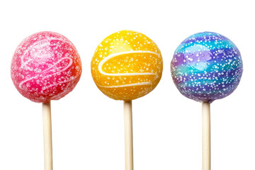 Colorful lollipops on sticks with a transparent background