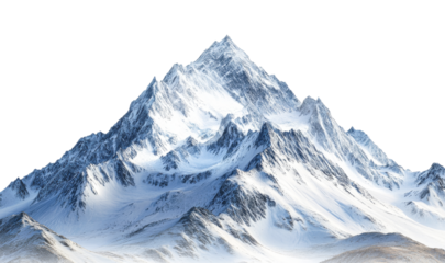 Snowy mountain peak against a clear sky backdrop