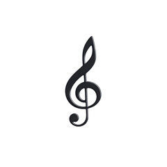 Fototapeta premium Musical note icon, black silhouette on a white isolated background.