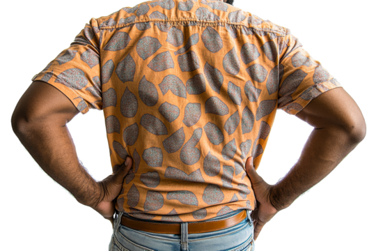 Casual shirt design with bold patterns from the back