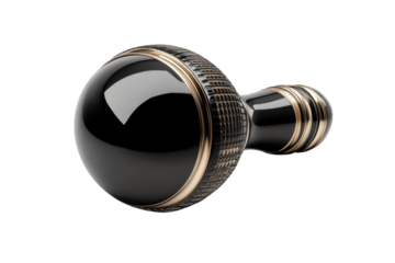 Elegant Black Obsidian Sphere And Gold Accents Crafted Into A Luxurious Statement Piece, Showcasing Rich Textures And Smooth Polished Surfaces Isolated on Transparent Background