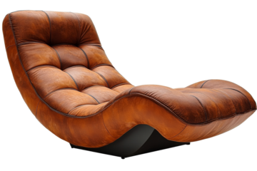 Elegant brown leather lounge chair with modern design