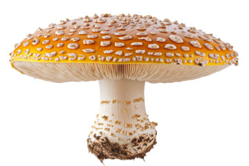Bright orange mushroom with distinctive white spots
