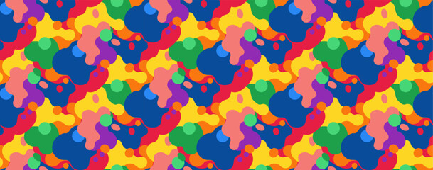 Colorful abstract pattern with smooth organic shapes in fluid art style