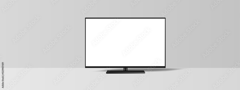 Poster realistic monitor with blank screen on transparent background. vector eps 10