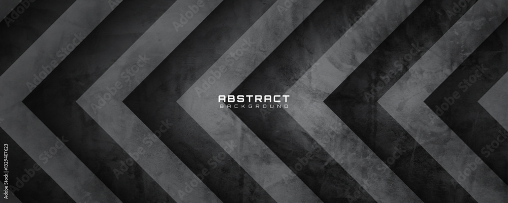 Poster 3d black rough grunge abstract background overlap layer on dark space with arrows effect decoration.