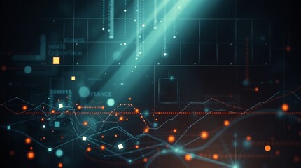 Obraz premium Futuristic Data Visualization, Abstract Digital Network with Glowing Lines and Nodes